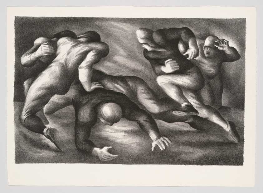 Monochrome artwork of four muscular figures in dynamic wrestling poses.