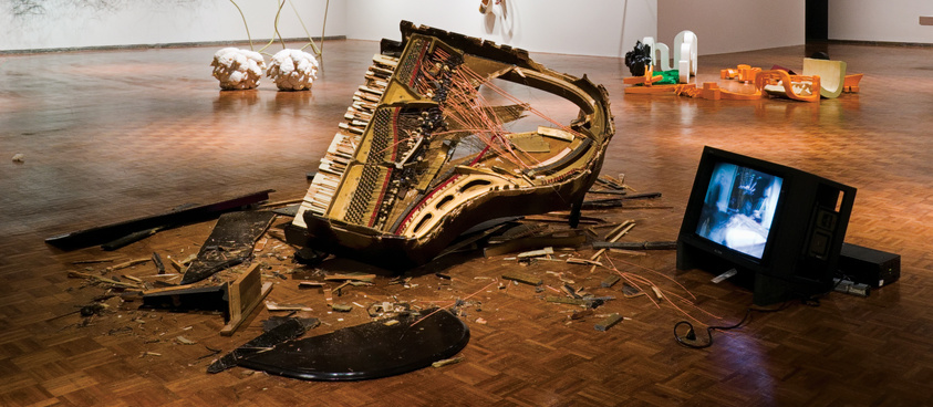 On 5/13/21, Medium line changed from: Wood, lacquer, iron, steel, copper, brass, plastic and felt, with video, color, sound, 34:49 min.To: Video installation, color, sound, 34:49 min. looped, with wood, lacquer, iron, steel, copper, brass, plastic, and felt