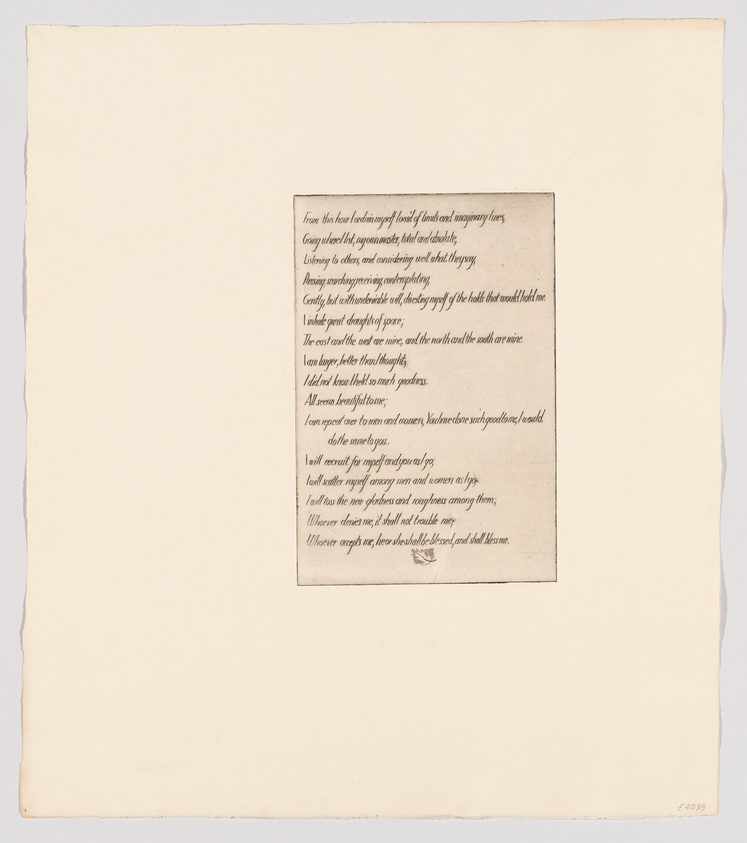 An image of a piece of paper with a smaller, centered square containing handwritten text. The paper has an aged appearance with slightly uneven edges, and the text is legible, written in a cursive script. The background is plain and provides a stark contrast to the text block in the center.