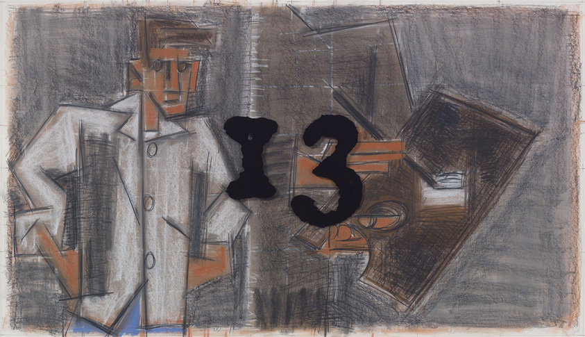 A person in a white coat stands with hands on hips. The number "13" is prominent.