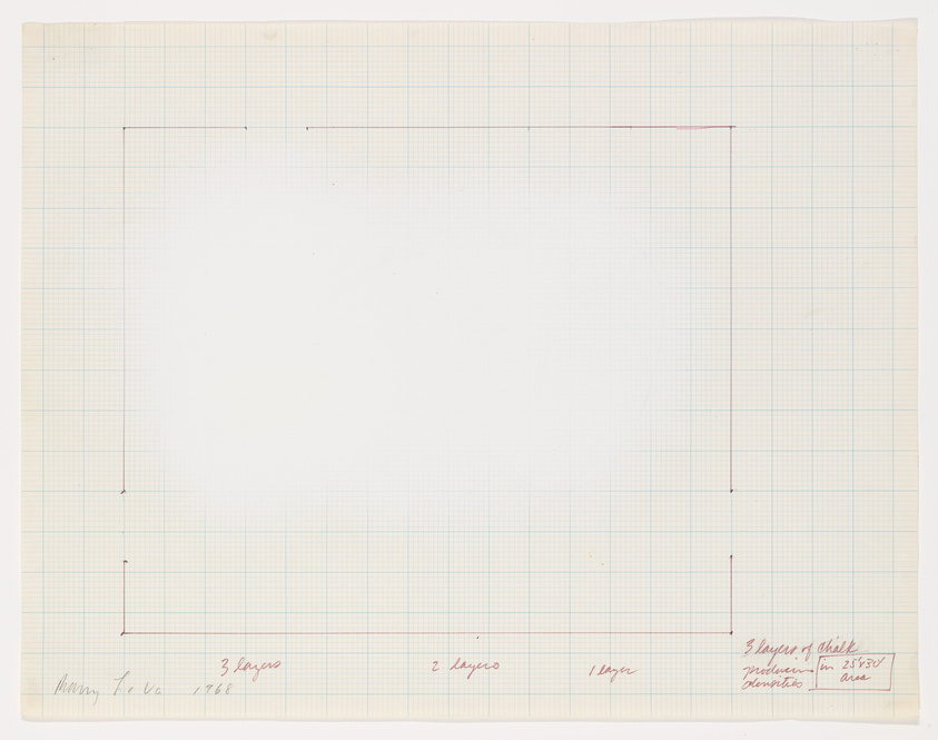 A photograph of a blank piece of graph paper with handwritten notes and lines drawn in red ink at the bottom edge, indicating measurements in layers.