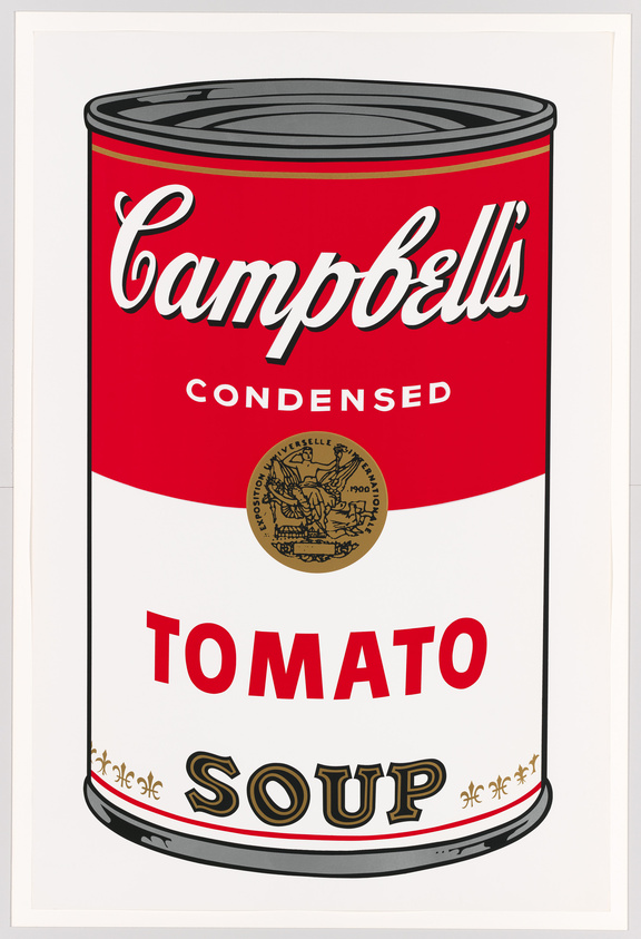 Illustration of a classic Campbell's condensed tomato soup can.