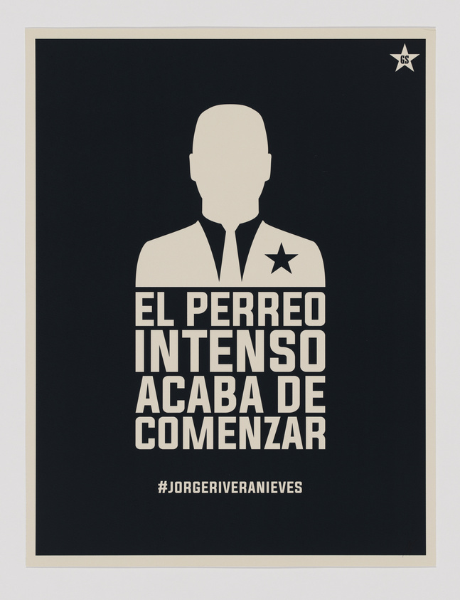 Silhouette of a person with text: "El perreo intenso acaba de comenzar" and hashtag #JORGERIVERANIEVES.