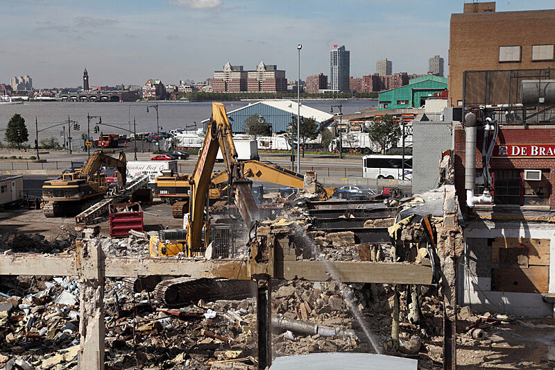 Construction site looking out to the Hudson.