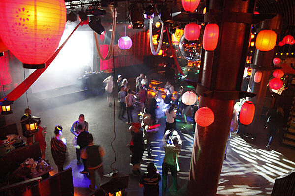 Floor is set for Halloween party.