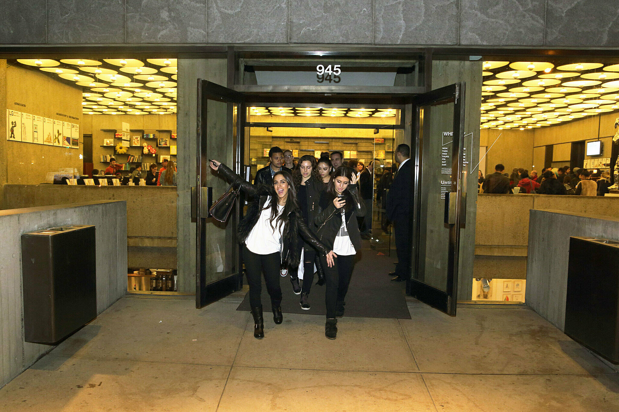 Visitors exiting the museum.