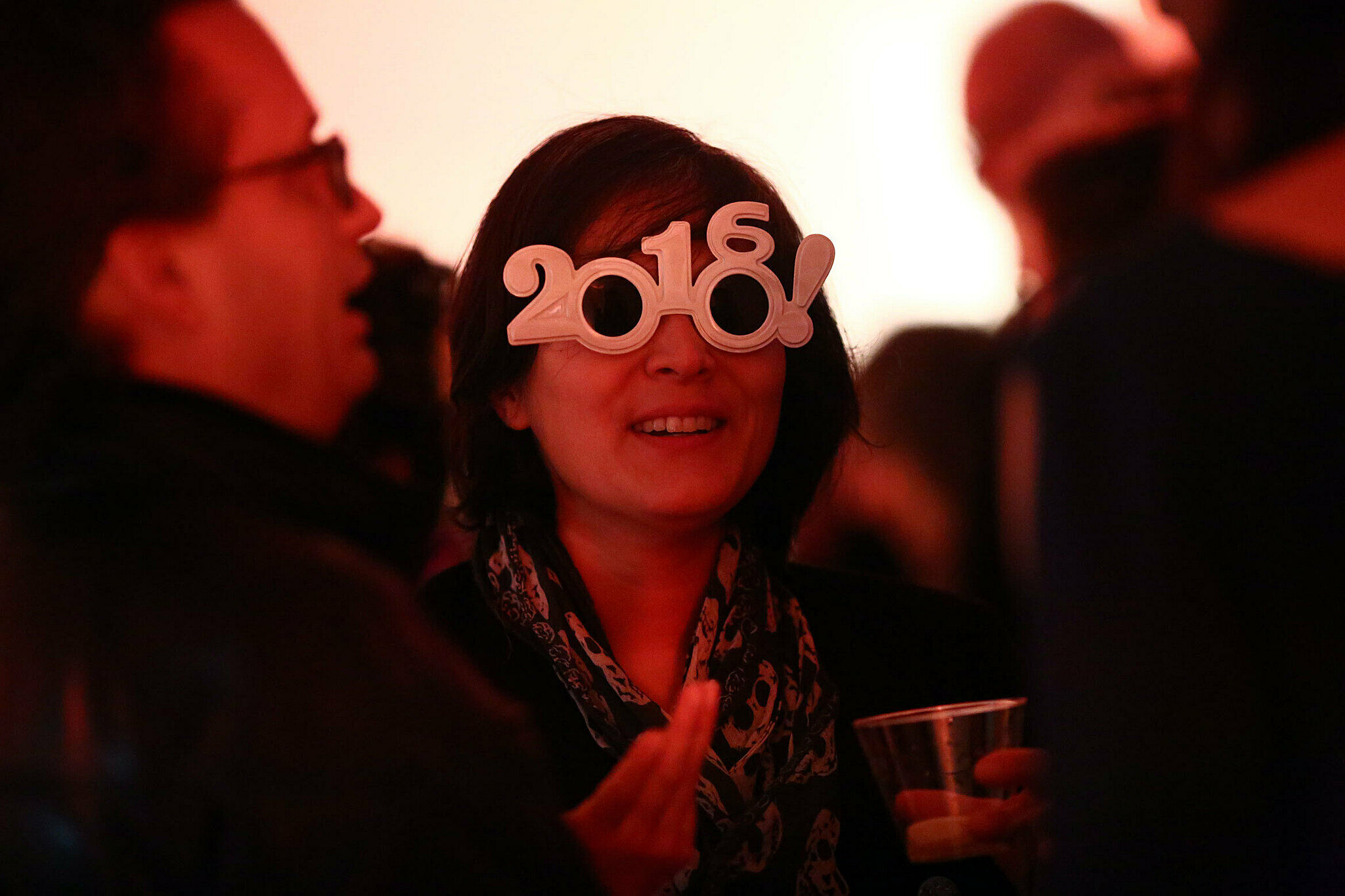 Woman with 2016 glasses.