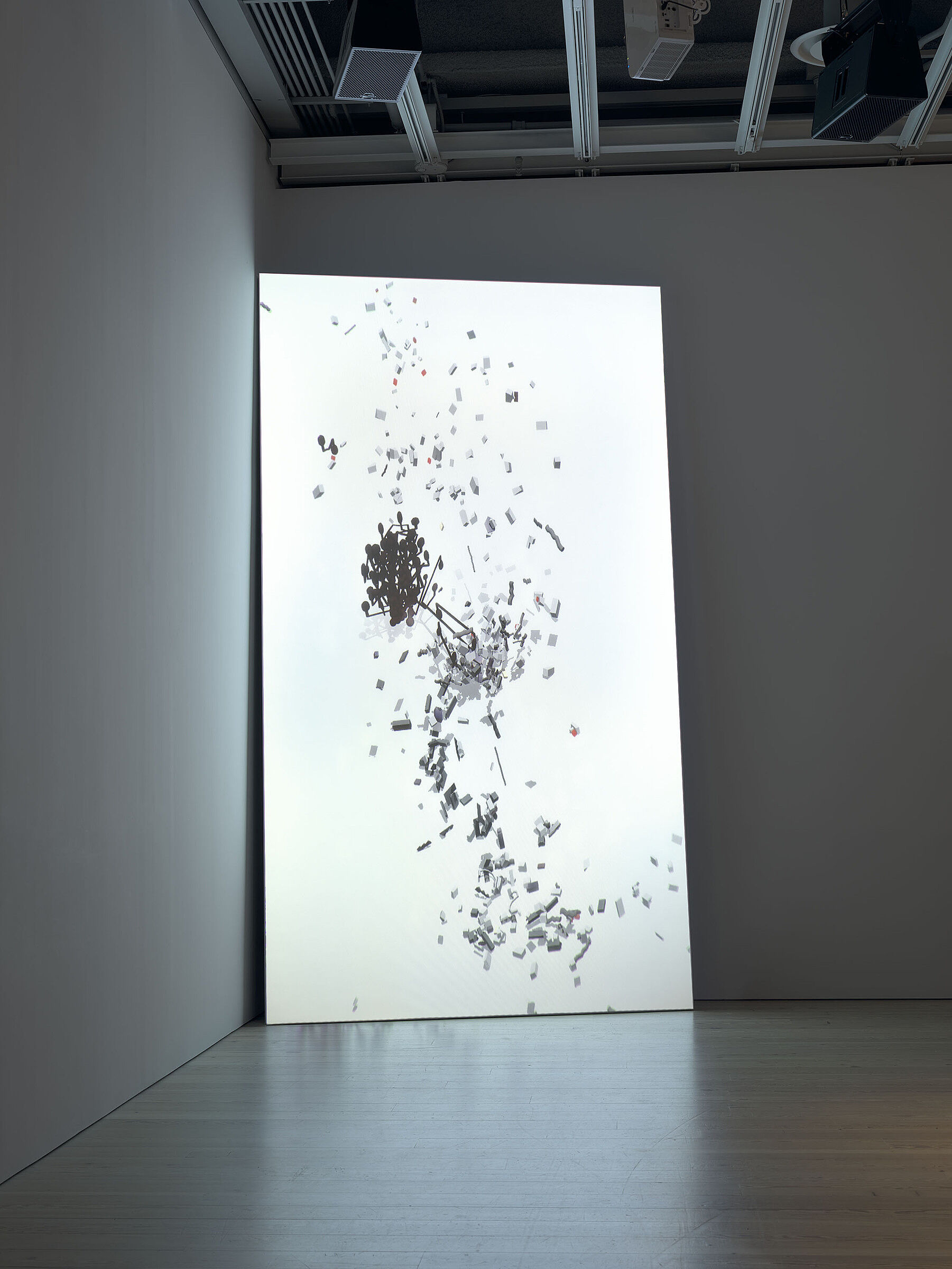 An artwork in the corner of a gallery at the Dreamlands exhibit.