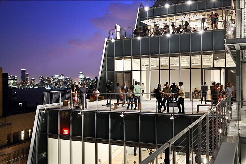 View of the Whitney’s terrace at night.
