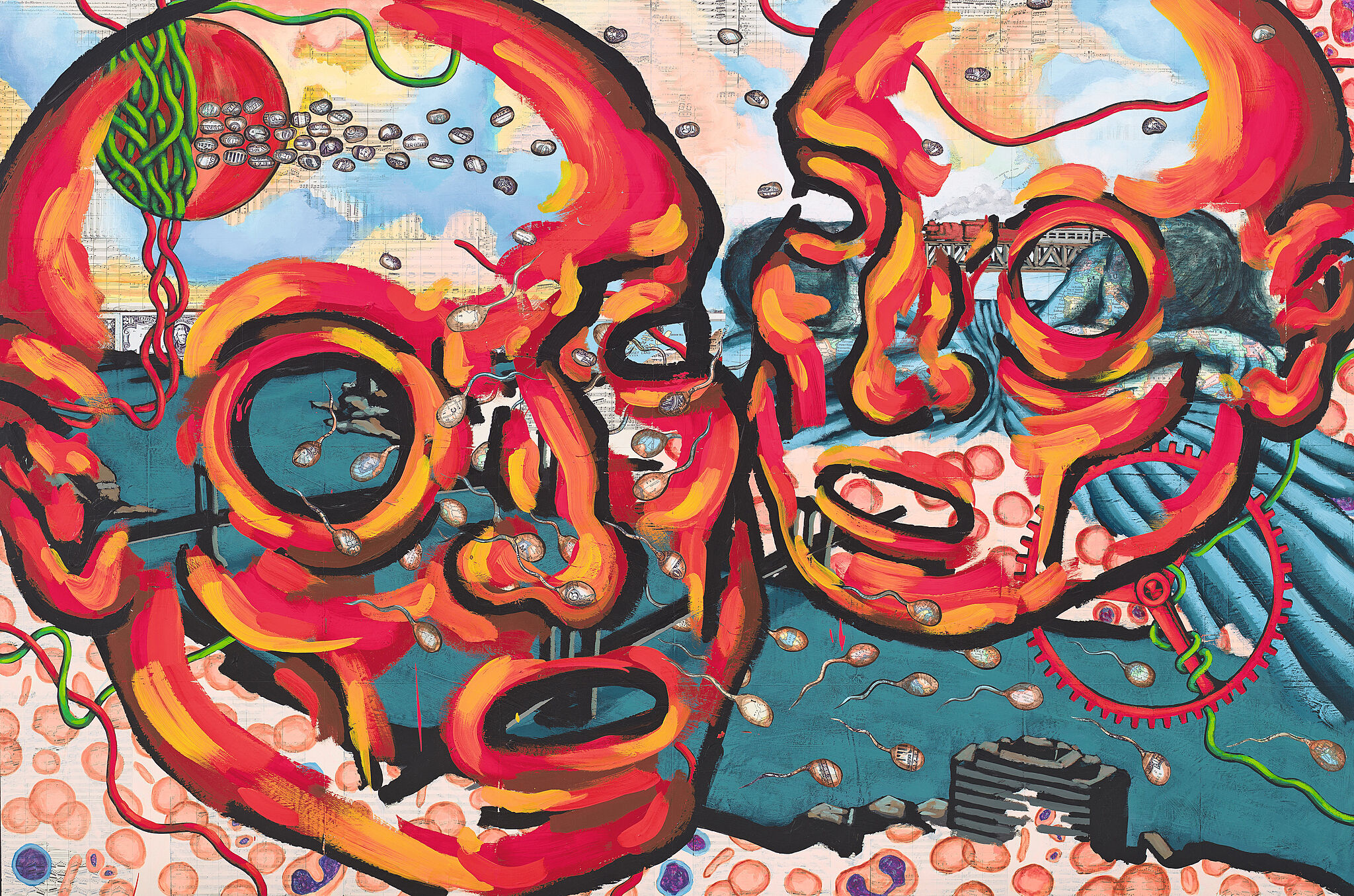 Painting of two faces. 