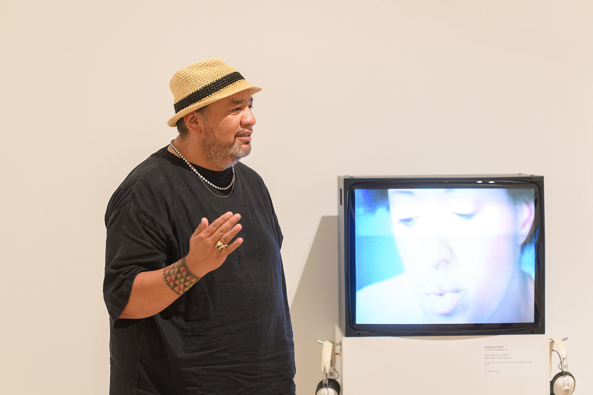 Jeffrey Gibson standing in the Whitney.