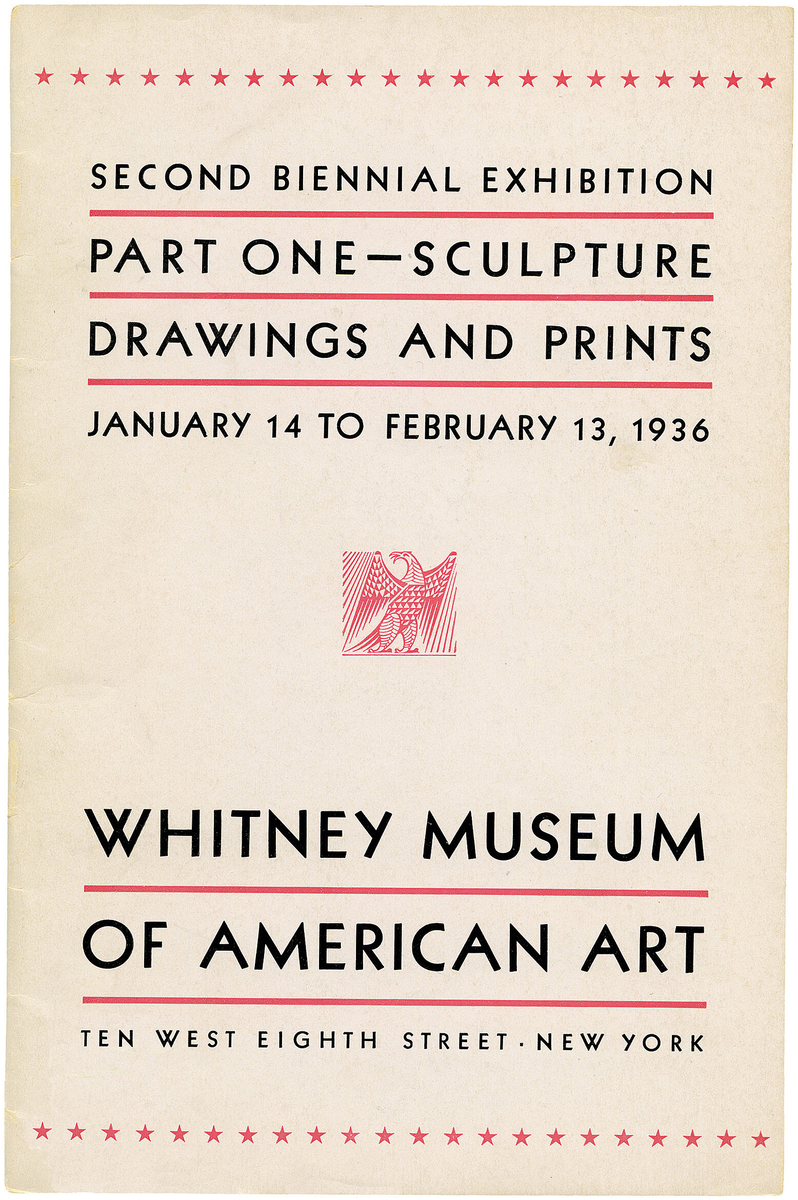 Catalogue cover for Second Biennial Exhibition Part One—Sculpture, Drawings and Prints 