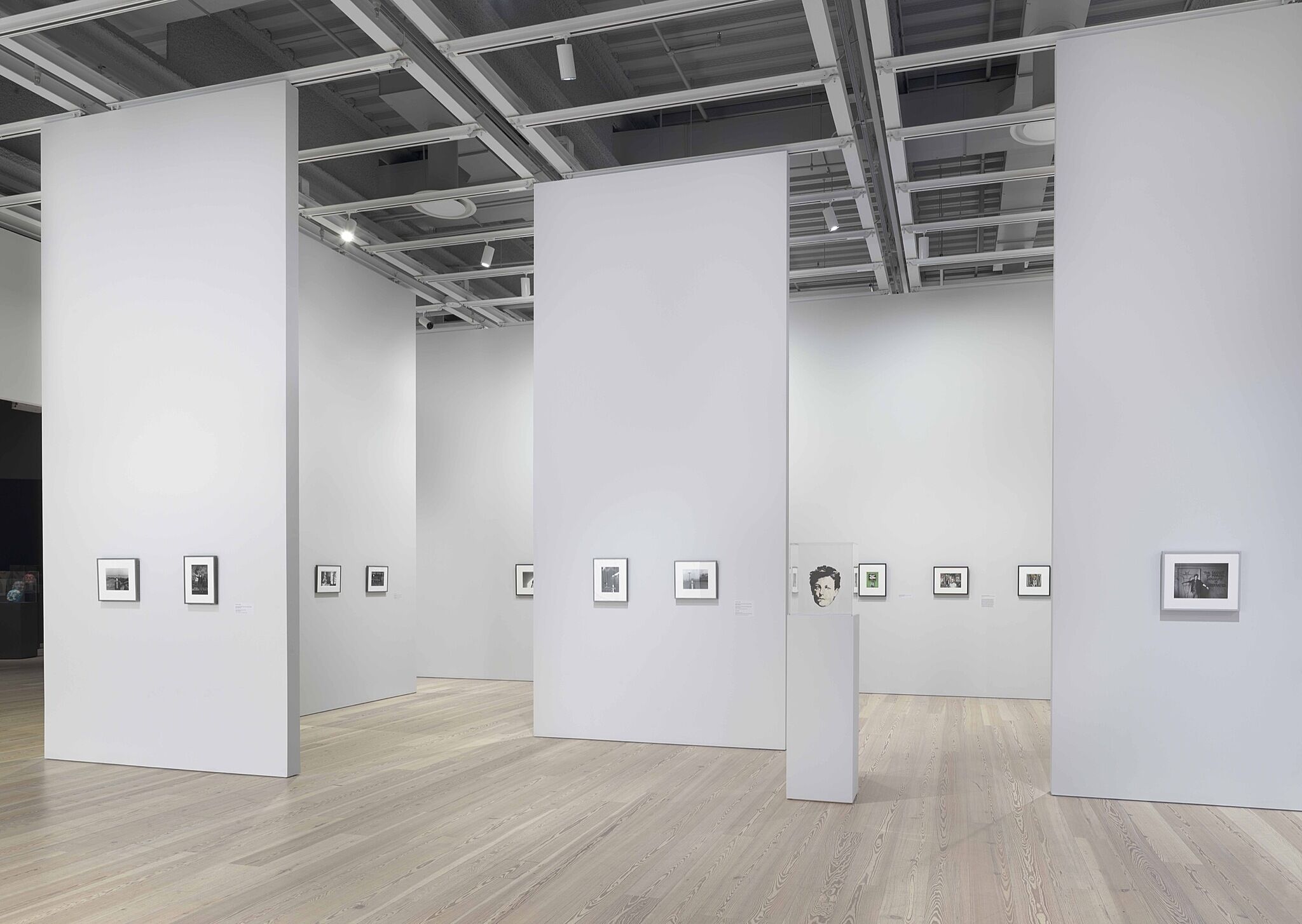 An image of the Whitney galleries with various artworks on the wall