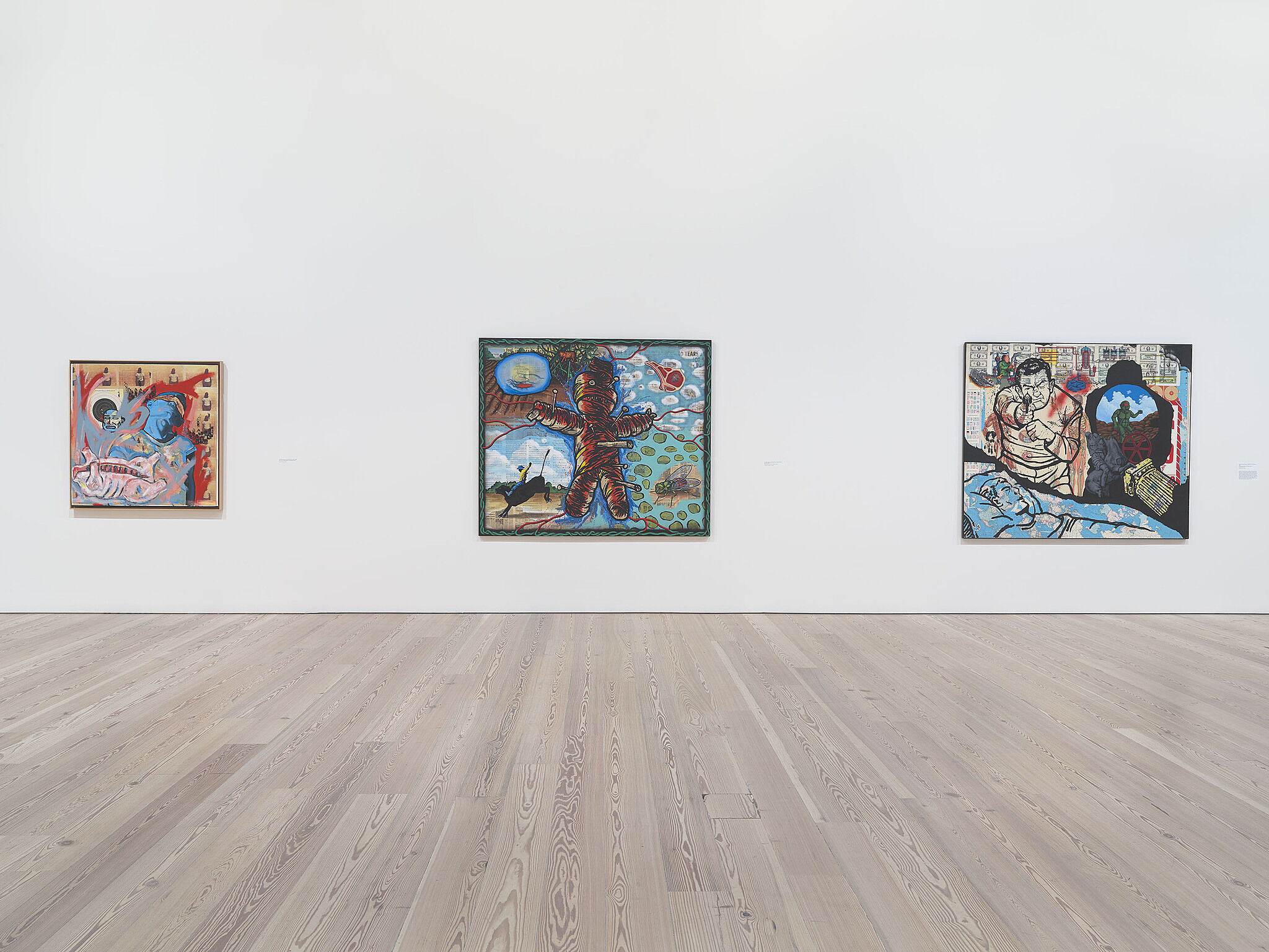 An image of the Whitney galleries with various artworks on the wall