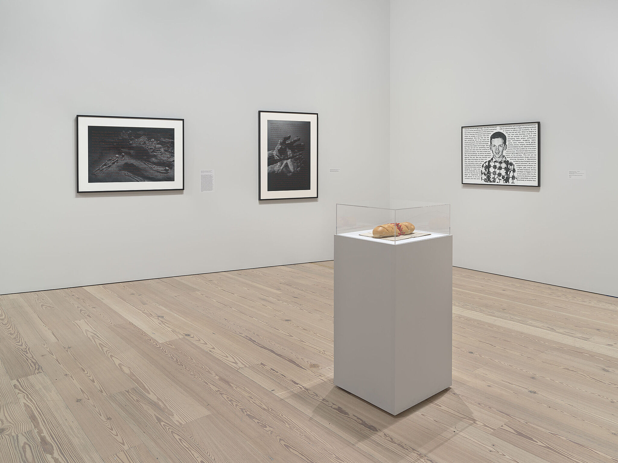 An image of the Whitney galleries with various artworks on the wall
